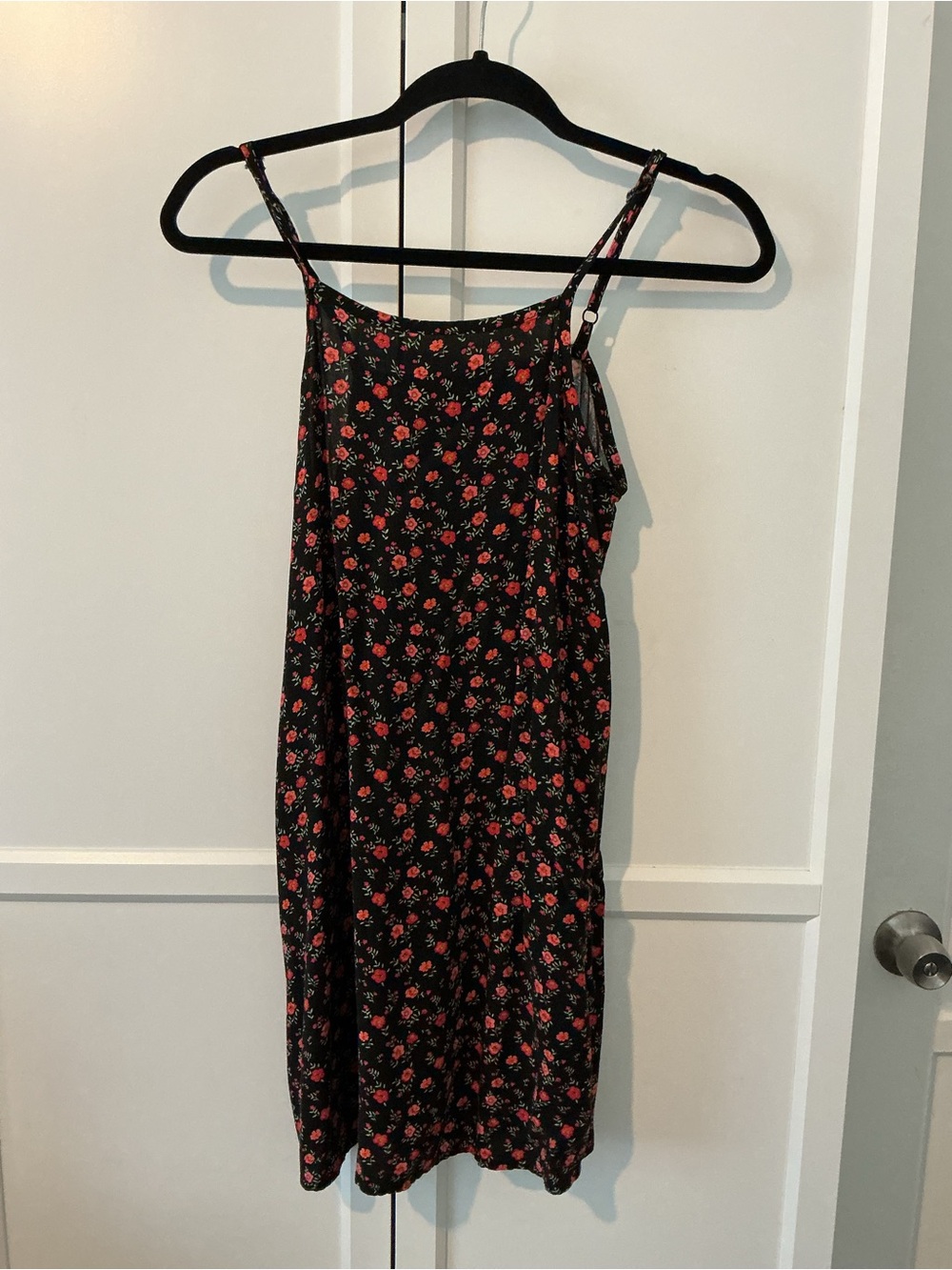 art class Black Dress with Red Floral Print